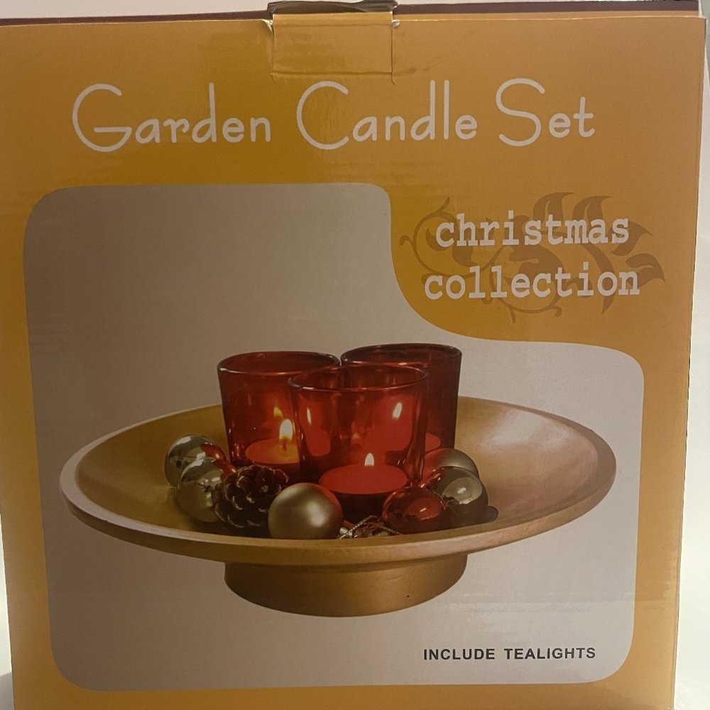 Garden Candle Set, Christmas Collection (Includes Tealights).